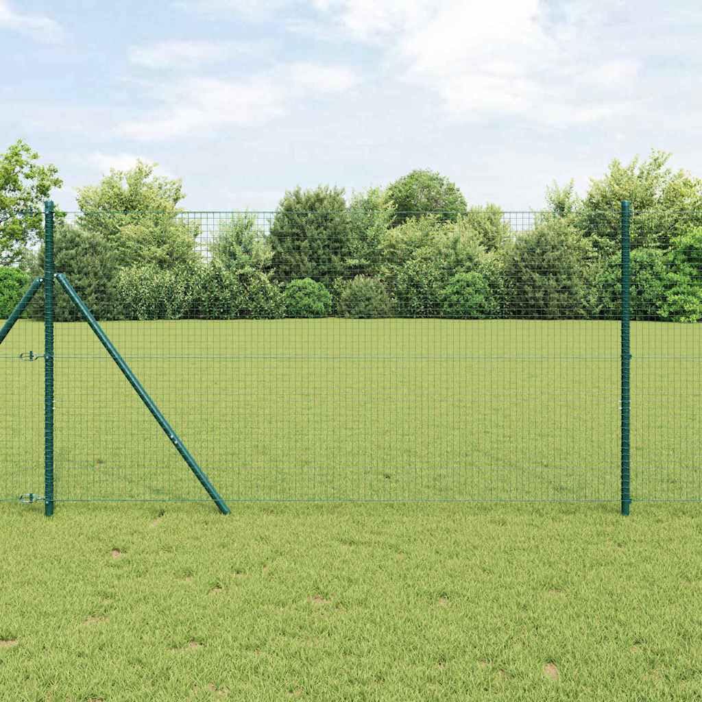 vidaXL Poste de Valla Acero Verde, Barrera Exterior, Poste de Cerca Moderno, jardín Resistente, Acero a Prueba de Clima, Seguro y Robusto
