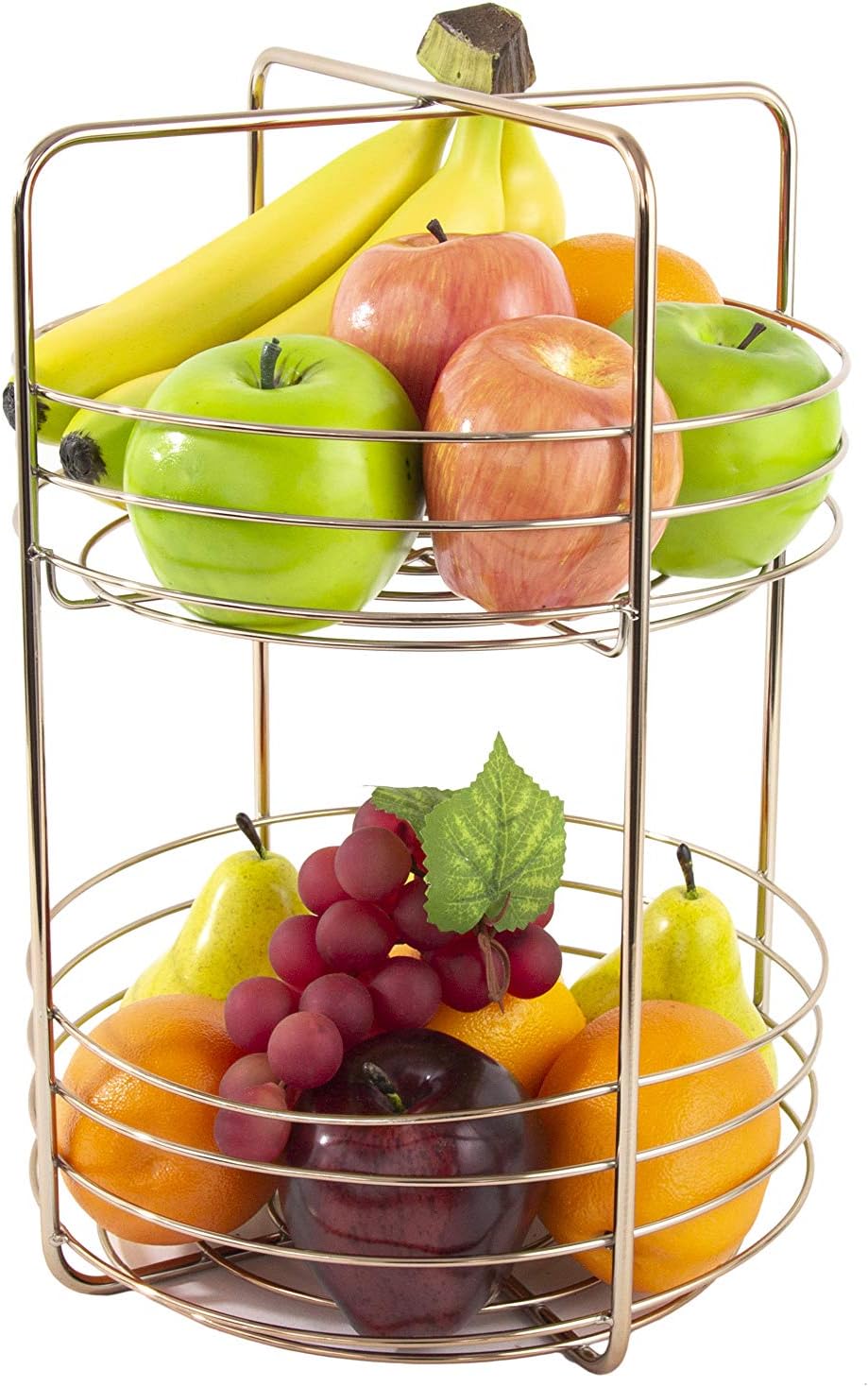 Inspired Living ME9385 Bowl Kitchen BASKETSTAND Copper Criss Cross Collection FRUIT BASKET - 2 TIER,