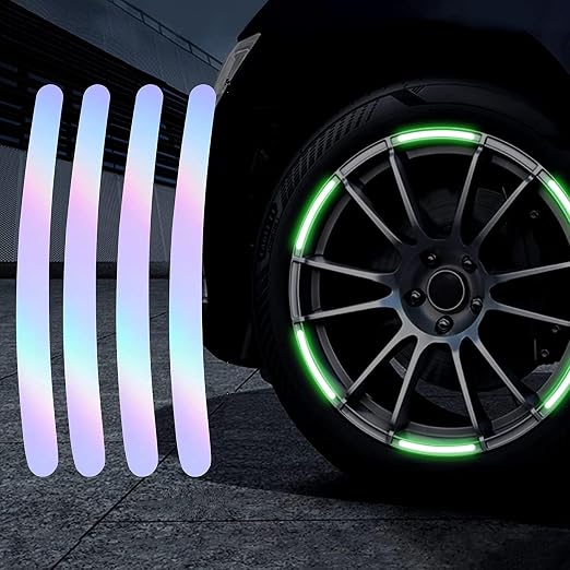 CARTMAN Reflective Car Wheel Rim Stickers, Wheel Warning Adhesive Strips, Night Reflective Safety Exterior Accessories Decorative Decals Tape for Car and Motocycle (Pack of 20)