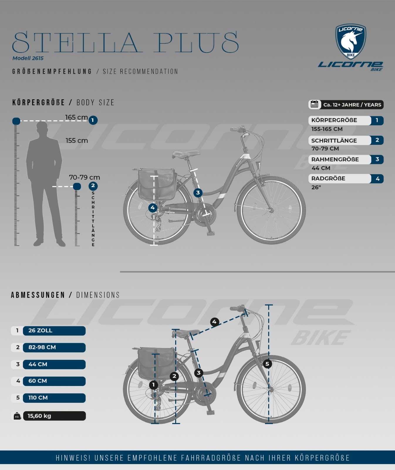 Licorne Bike Stella Plus Premium City Bike en bicicleta de aluminio de 26 y 28 pulgadas para niñas, niños, hombres y mujeres – 21 velocidades – Bicicleta holandesa StVZO