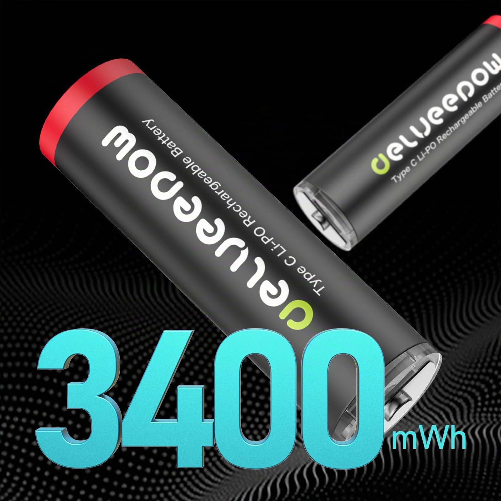 Pile Rechargeable AA 1,5V USB C Lithium 3400mWh,Piles AA Rechargeables 1500 Cycle Longue Durée de Vie Lot de 16