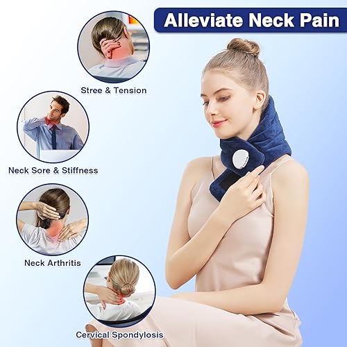 Miniatura 2 de AOBOCO Almohadilla térmica eléctrica para el cuello, 30 x 8 pulgadas, envoltura térmica para el cuello para rigidez al dolor, ajuste de temperatura