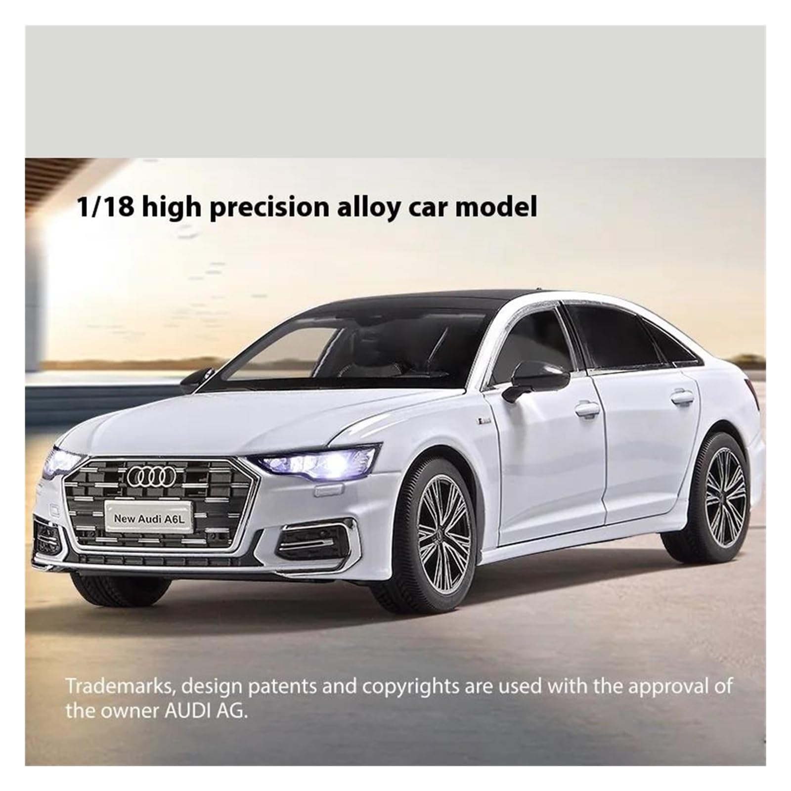 1:18 Per Audi A6 L Pressofuso Lega Auto Giocattolo Collezione Luci Suoni Porte Dell'auto Possono Essere Aperte Set Giochi Modello Auto per Hobby(Blu)