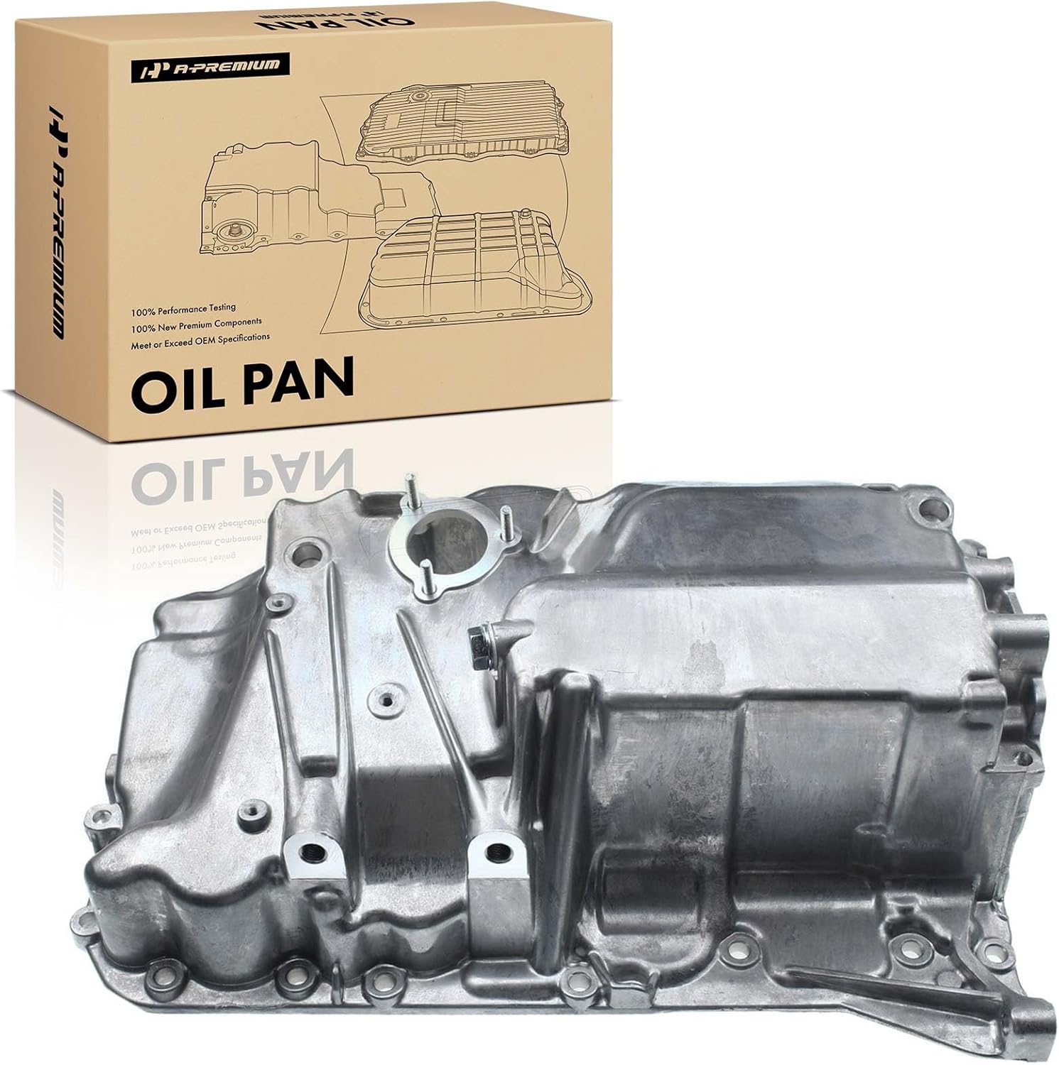 A-Premium Engine Oil Pan Sump with Drain Plug Compatible with BMW X1 2016-2017, Mini Cooper 2016-2017, Cooper Clubman 2016-2017, L4 2.0L