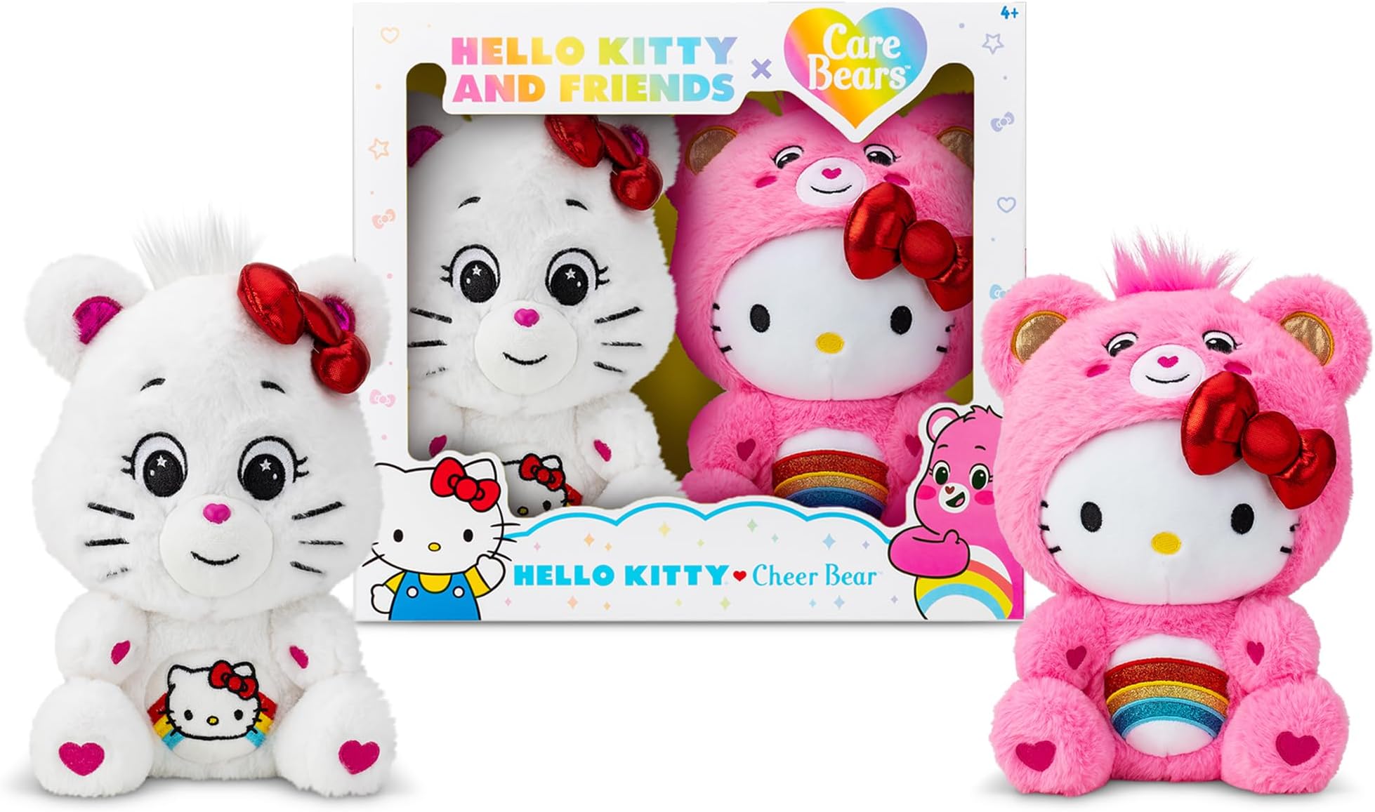 Hello Kitty Loves Cheer Bear 10" Collectible Plush 2-Pack - Soft, Huggable Material!