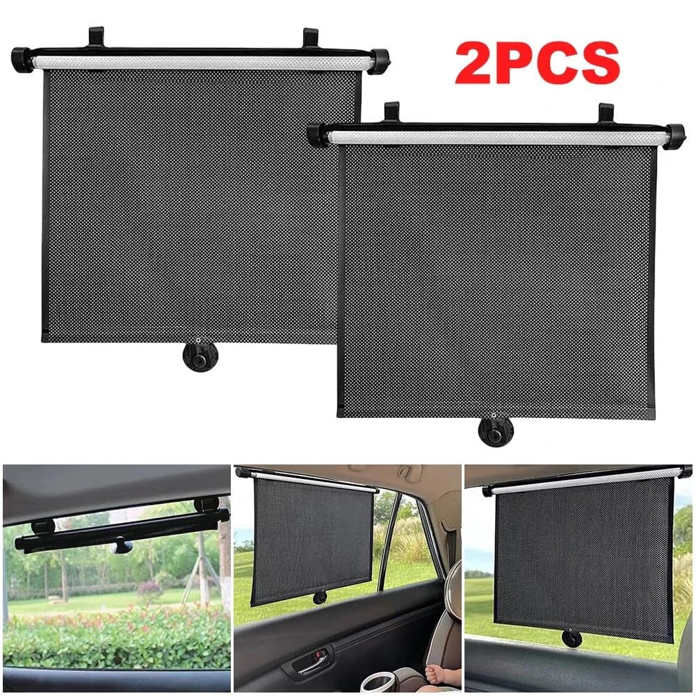 Parasol Ventanas Traseras Delantera Cortina Para Ventana Lateral De 15 Pulgadas Con Ventosa Parasol Telescópico 2 Unidades Retráctil Para Coche