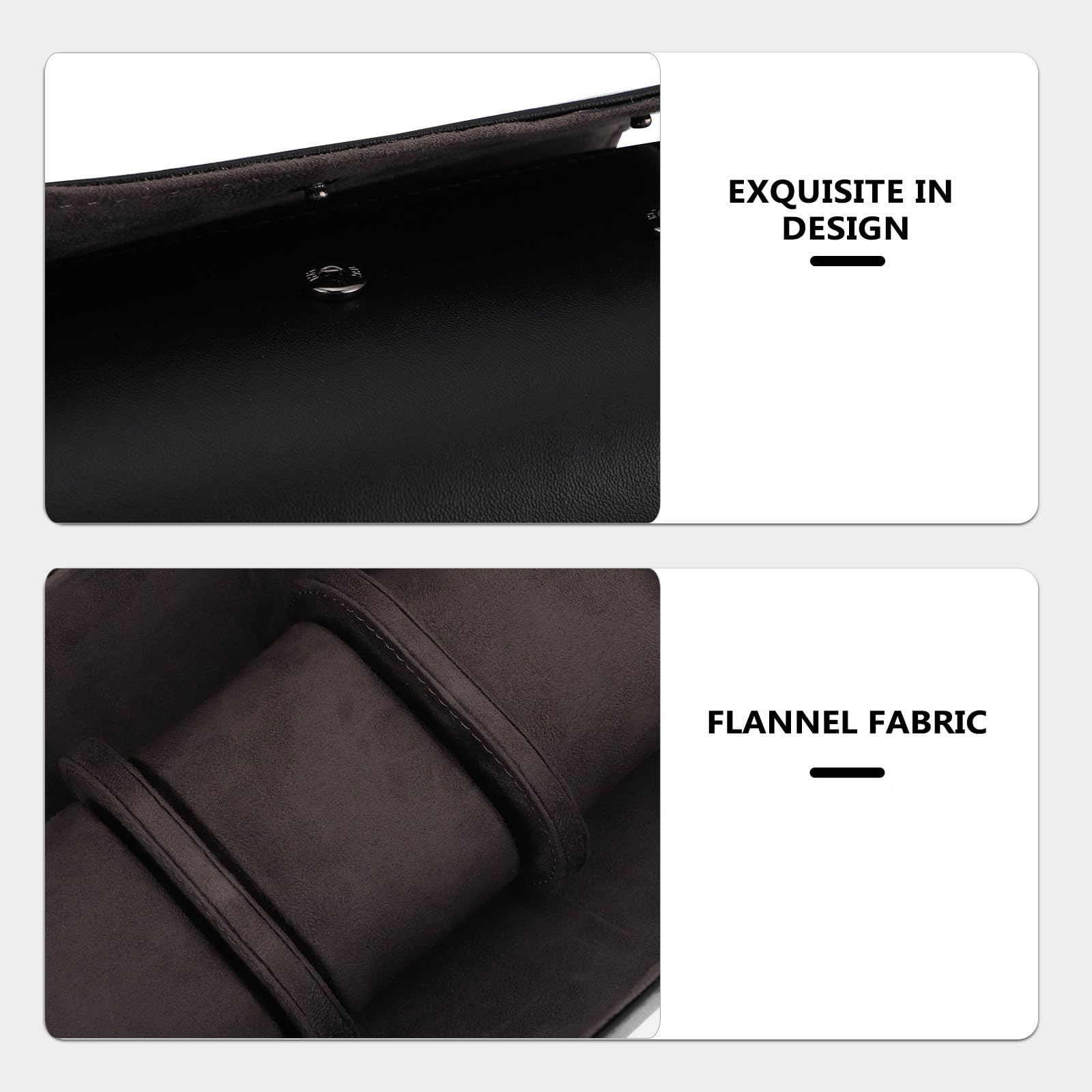 VANZACK Uhrenetui mit 3 Fächern aus Pu und Flanell Schwarz | Kompakt für Reise und Zuhause, Elegante Form, Stabile Ausführung, für Damen und Herren