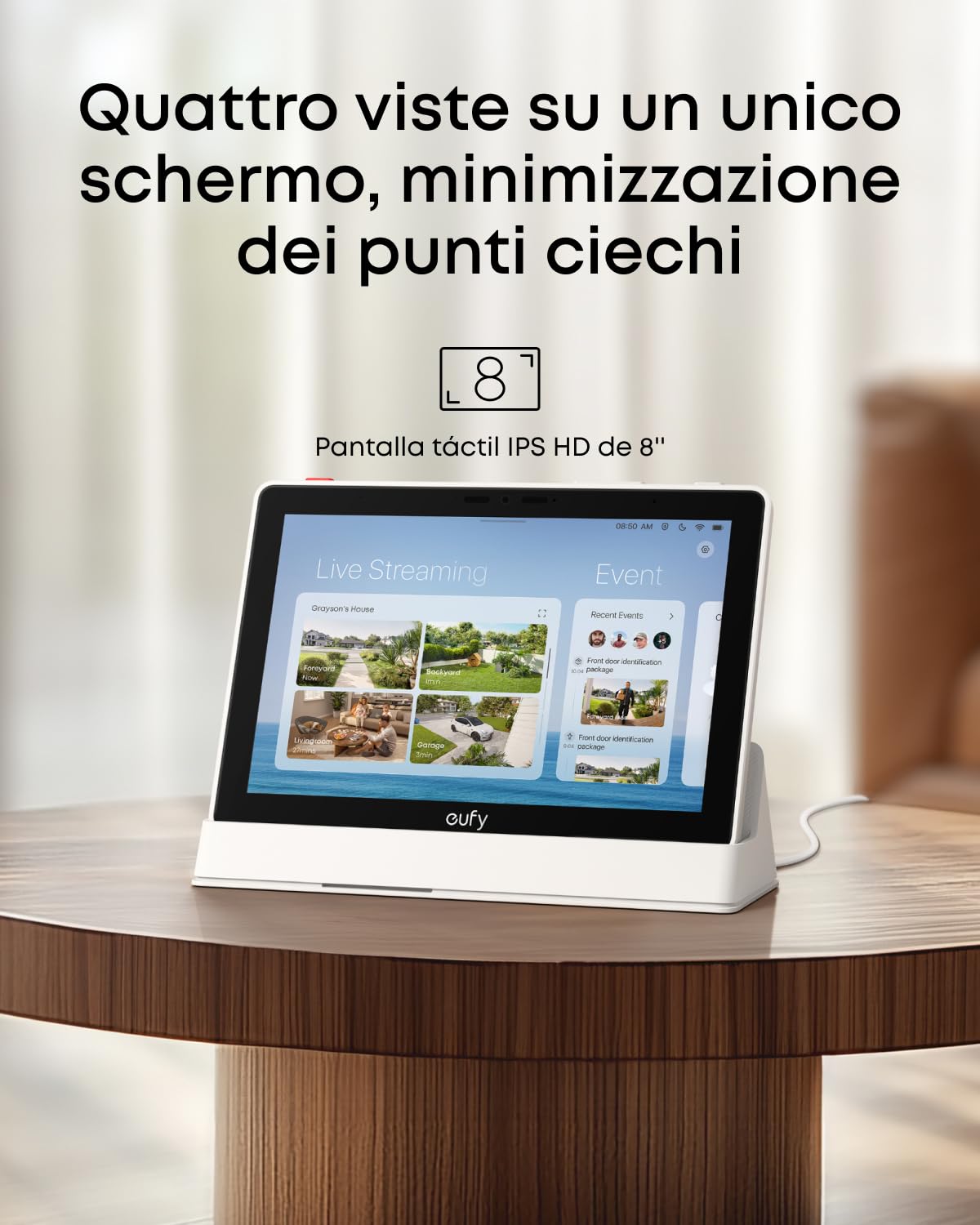 eufy Smart Display E10, telecamera wi-fi esterno senza fili, nessun costo mensile, memoria espansa, compatibile crittografia standard militare