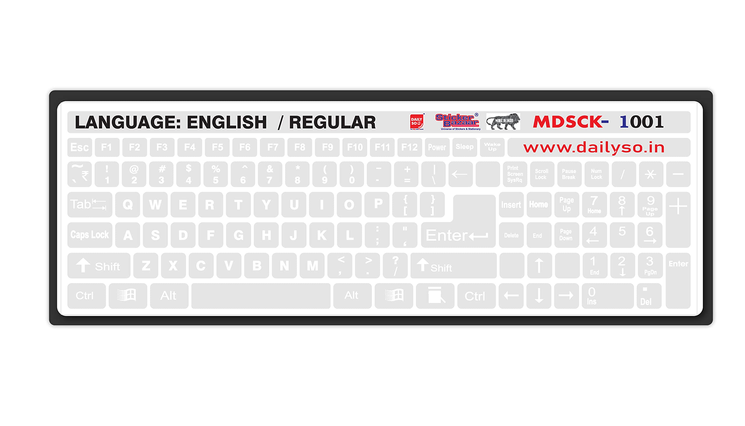 Daily So English/Regular Keyboard Sticker Big Size Pack Of 2 For Computer/Laptop Self Adhesive And Easy To Peel Transparent Background With White Lettering (B0B7J7TYH8) Amazon Price History, Amazon Price Tracker