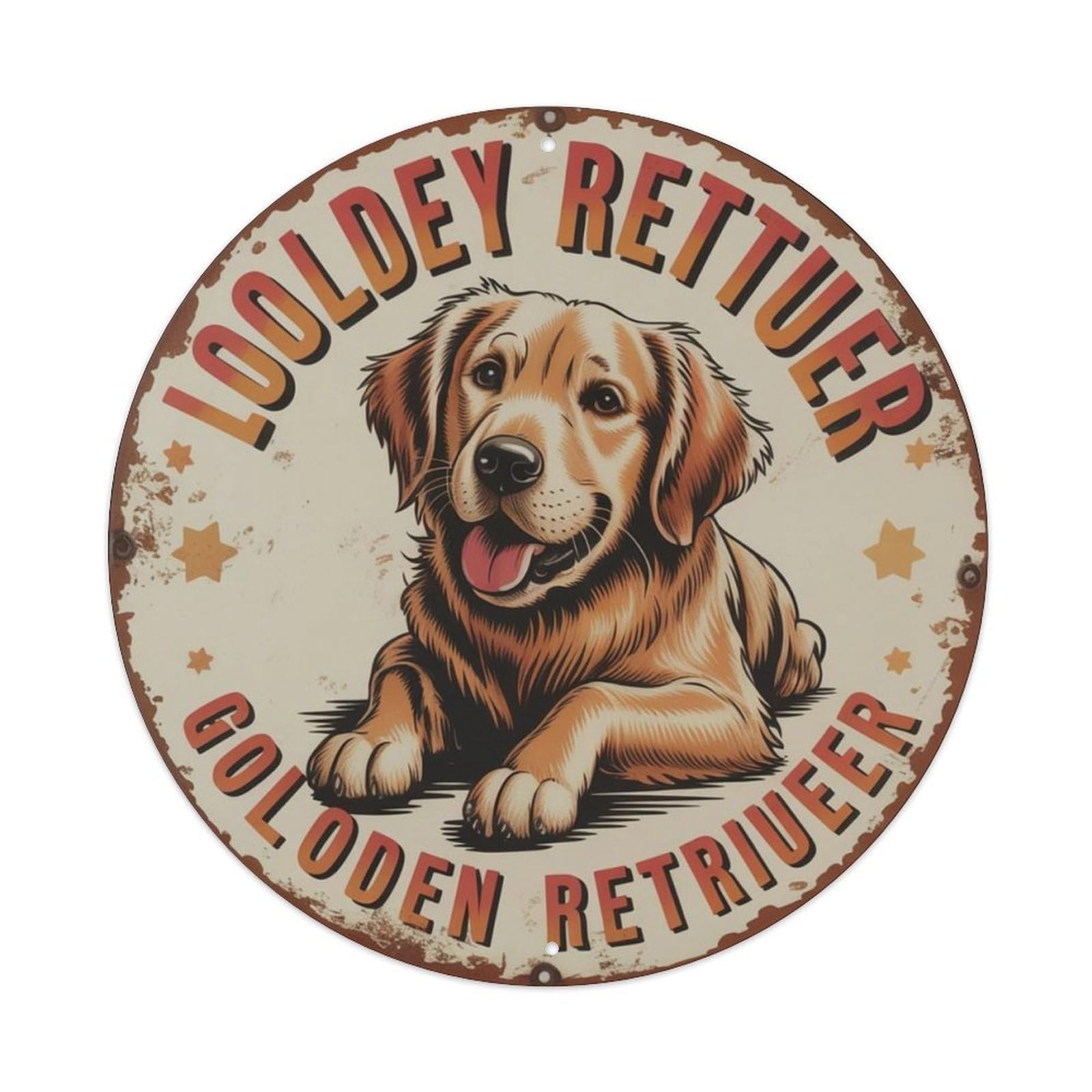 Cute Golden Retriever Vintage Metal Tin Sign Plaque