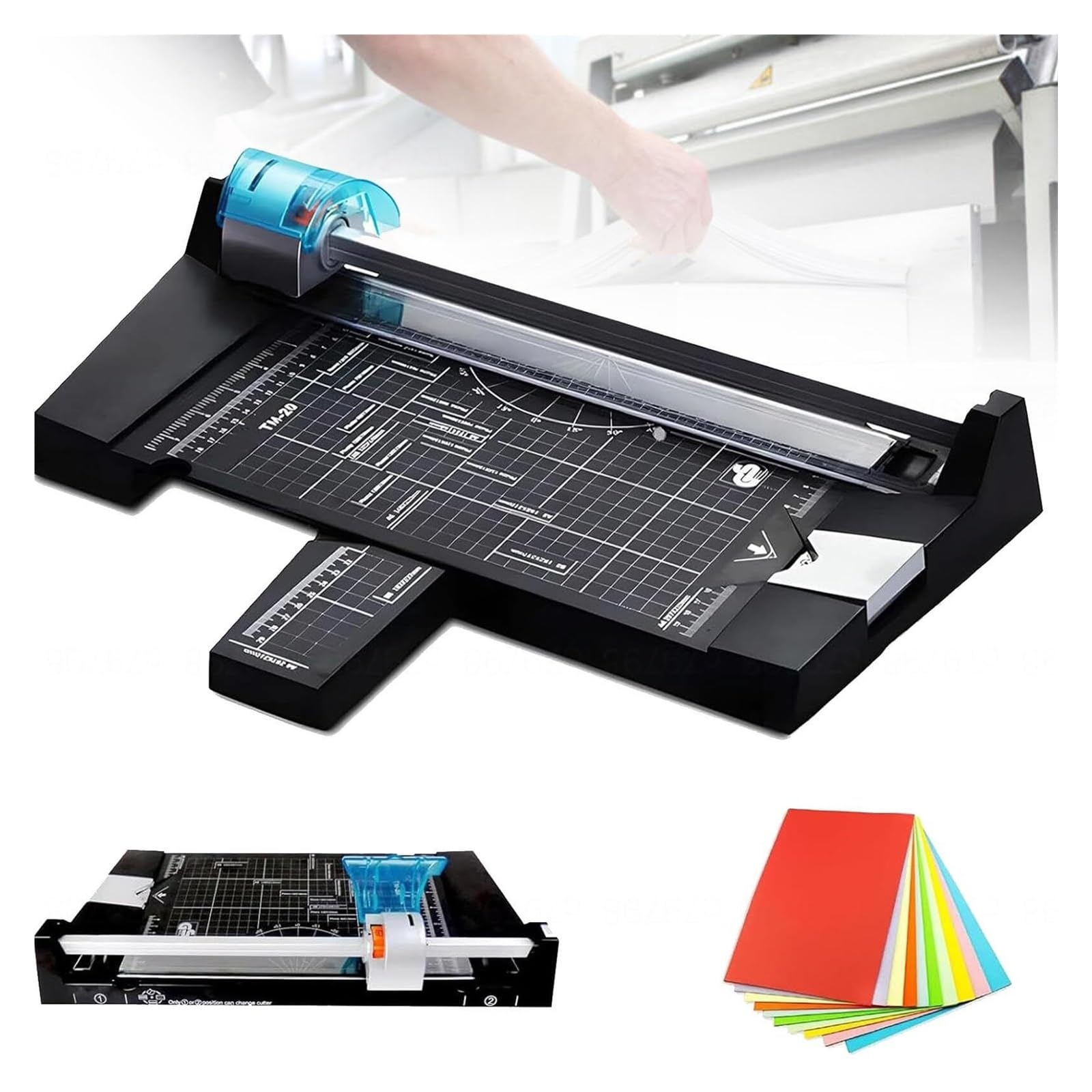 Tagliacarte con 4 lame intercambiabili, linee di piegatura tratteggiate ondulate dritte per foto, biglietti e scrapbooking