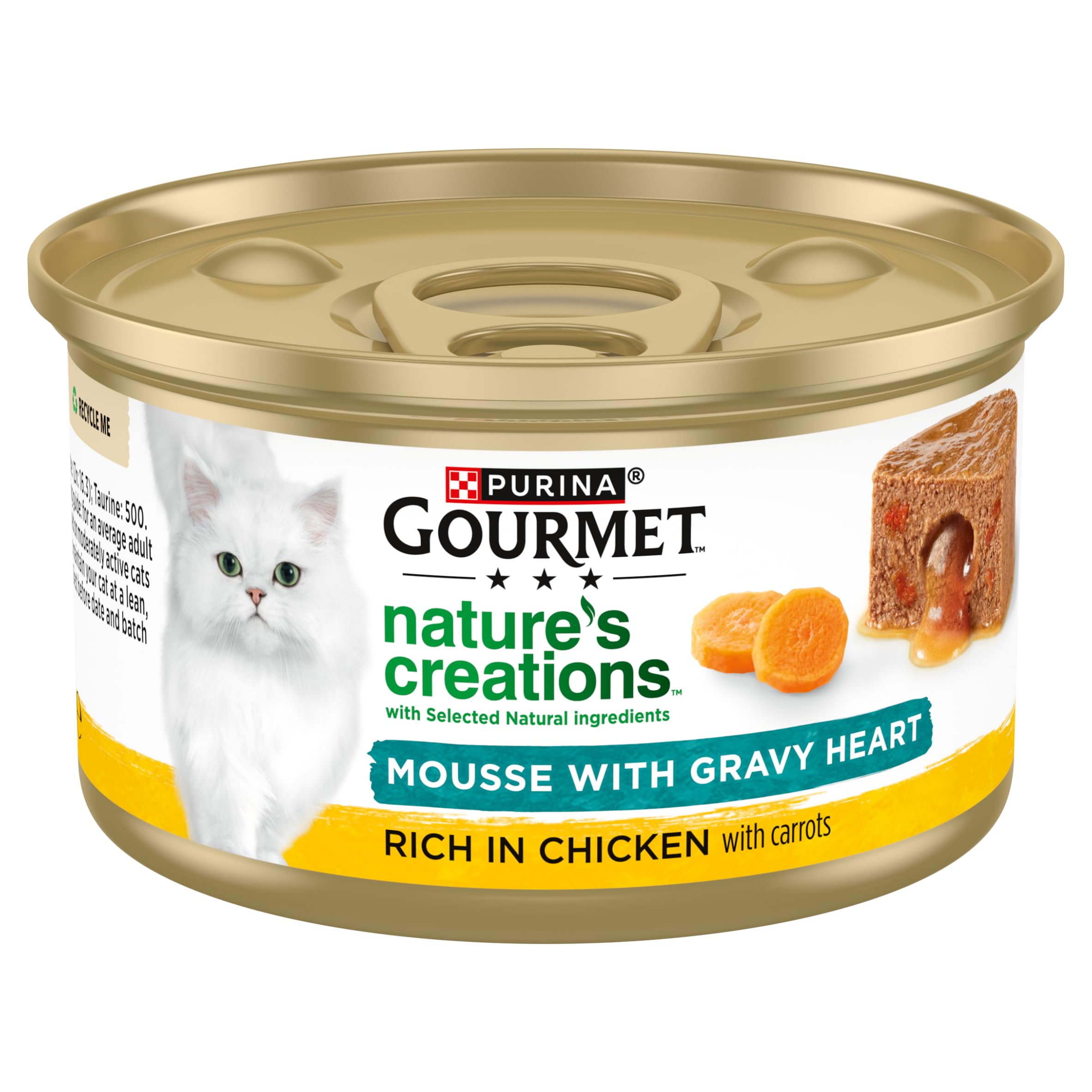 GOURMET Nature's Creations Mousse with Gravy Heart, Rich in Chicken with Carrots, Wet Cat Food, 85g