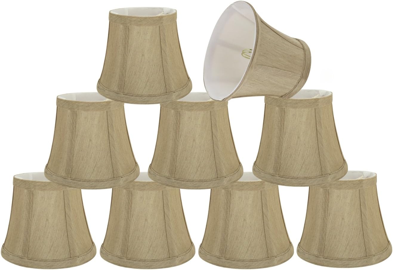 Exclusive Discount 70% Price Aspen Creative 30391-9 Small Bell Shape Chandelier Clip-on Lamp Shade Set (9 Pack), Transitional Design 6 Bottom Width, (4 x 6 x 5), Beige