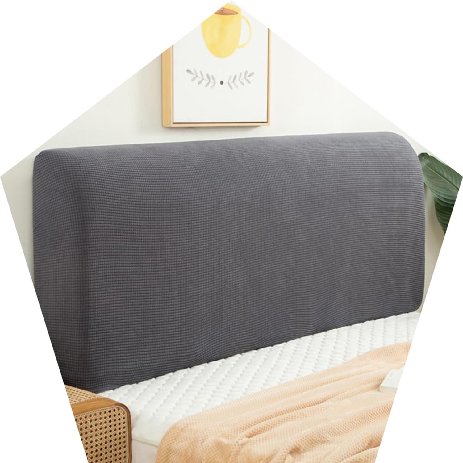 Rtsfkfs Dark Grey Jacquard Headboard Cover Full Queen Cal King Soft Comfortable Bed Head Slipcover For California King Size Bed Washable Antidirty Headboard Protector Washable Bedroom Decor(,110-130Cm/43-51In)