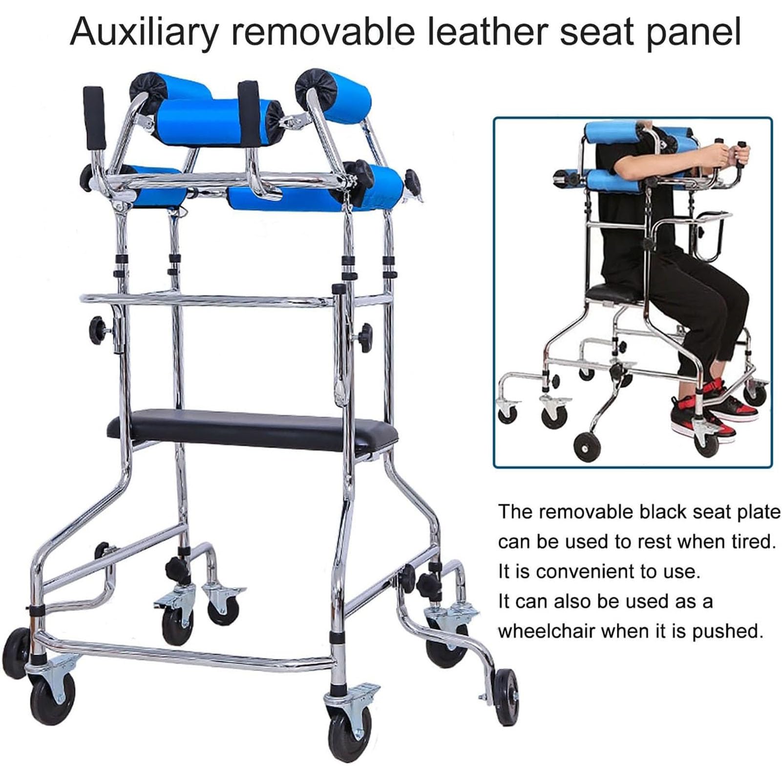 Deambulatore con Sedile per Anziani, Rollator a 4 Ruote, Freni in Piedi Deambulatore Mobilità E Ausili per La Vita Quotidiana Ausili per Anziani Adulti, Altezza Regolabile