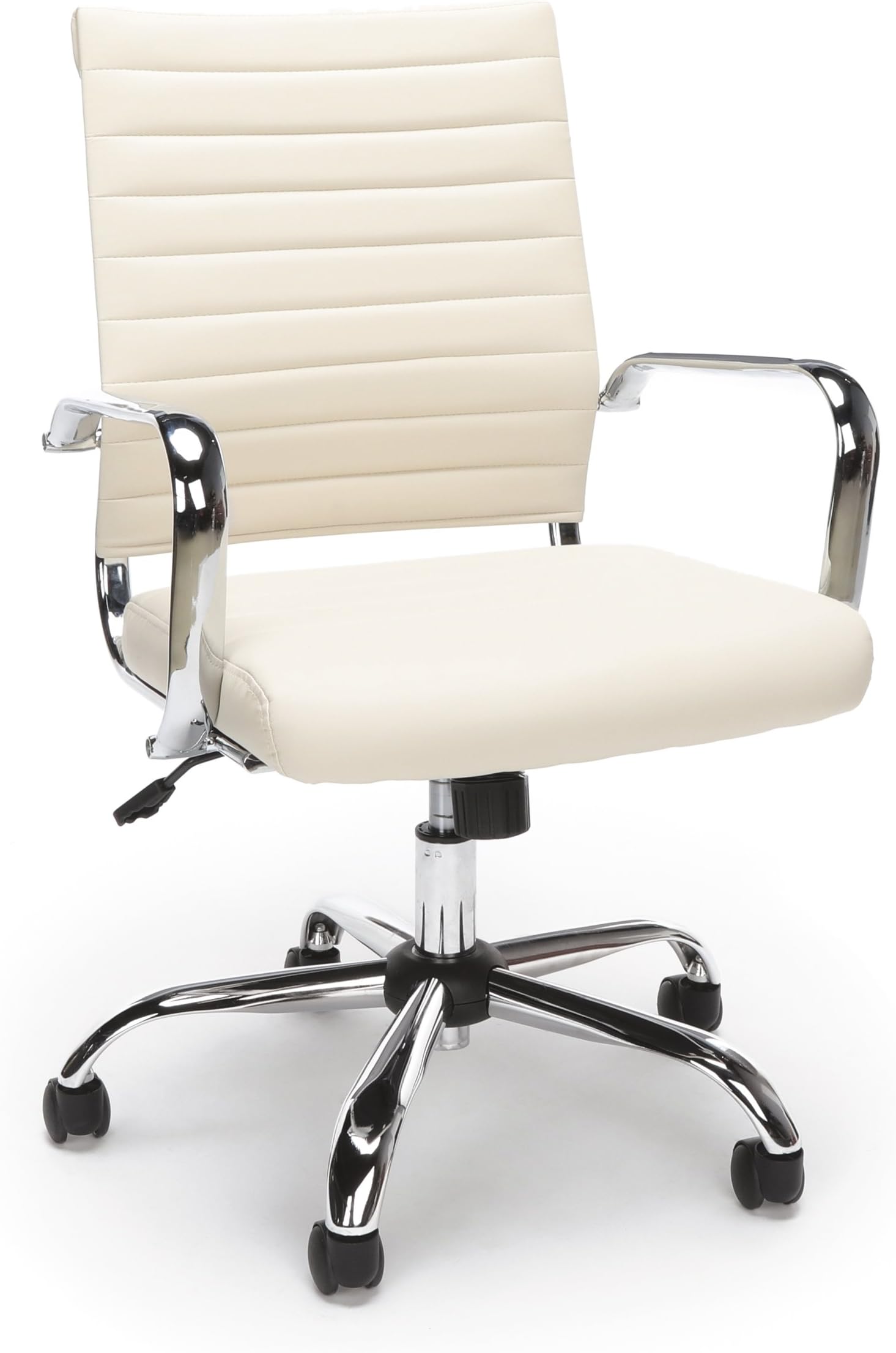 OFM ESS Collection Soft Ribbed Bonded Leather Executive Conference Chair, Ivory