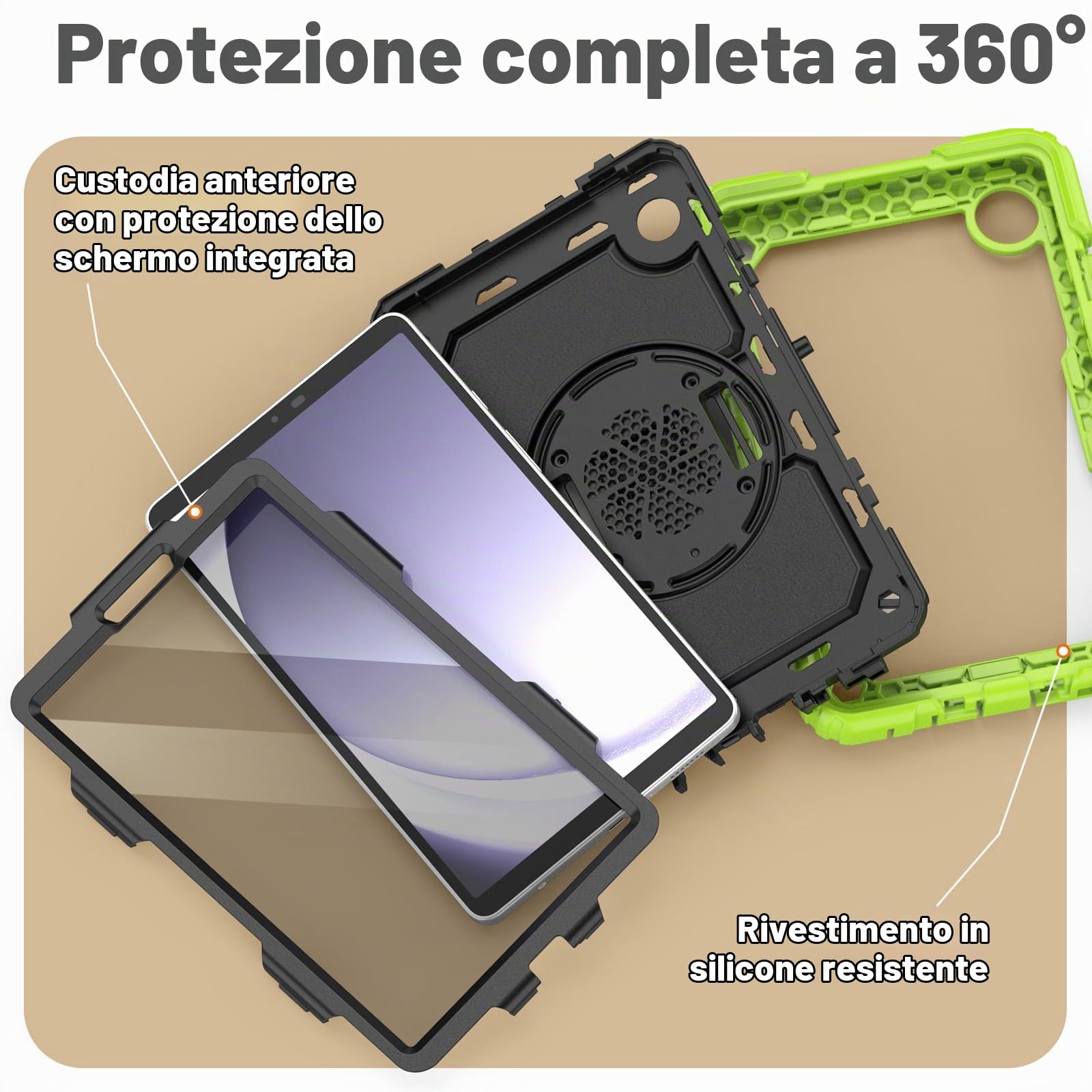 SEYMAC Cover per Samsung Galaxy Tab A9-8,7 Pollici 2023, Verde