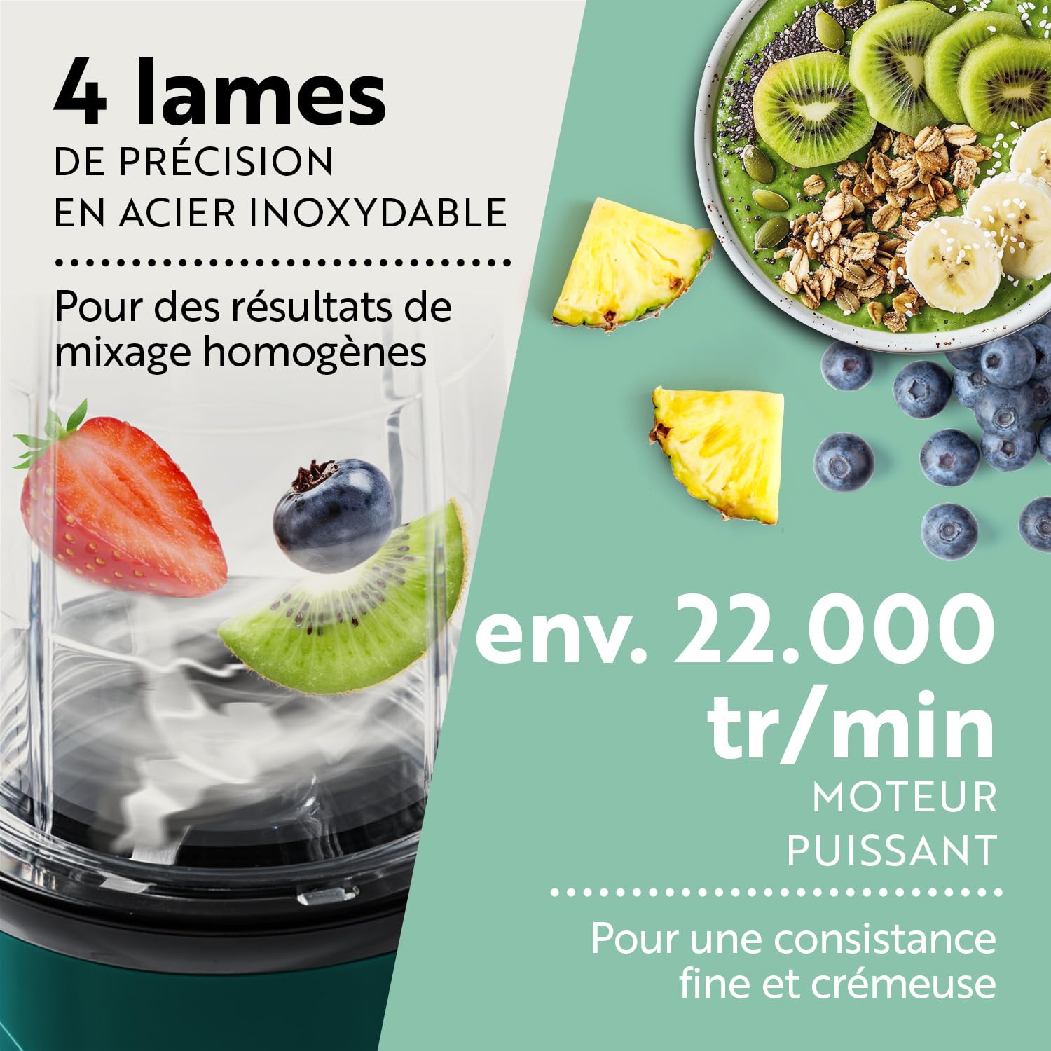 GOURMETmaxx Mr. Magic Mixer | Smoothie Maker avec paquet d'accessoires XXL | 18 pièces | Blender avec couvercles anti-fuite pour conserver la fraîcheur | Pour shakes, smoothies etc.