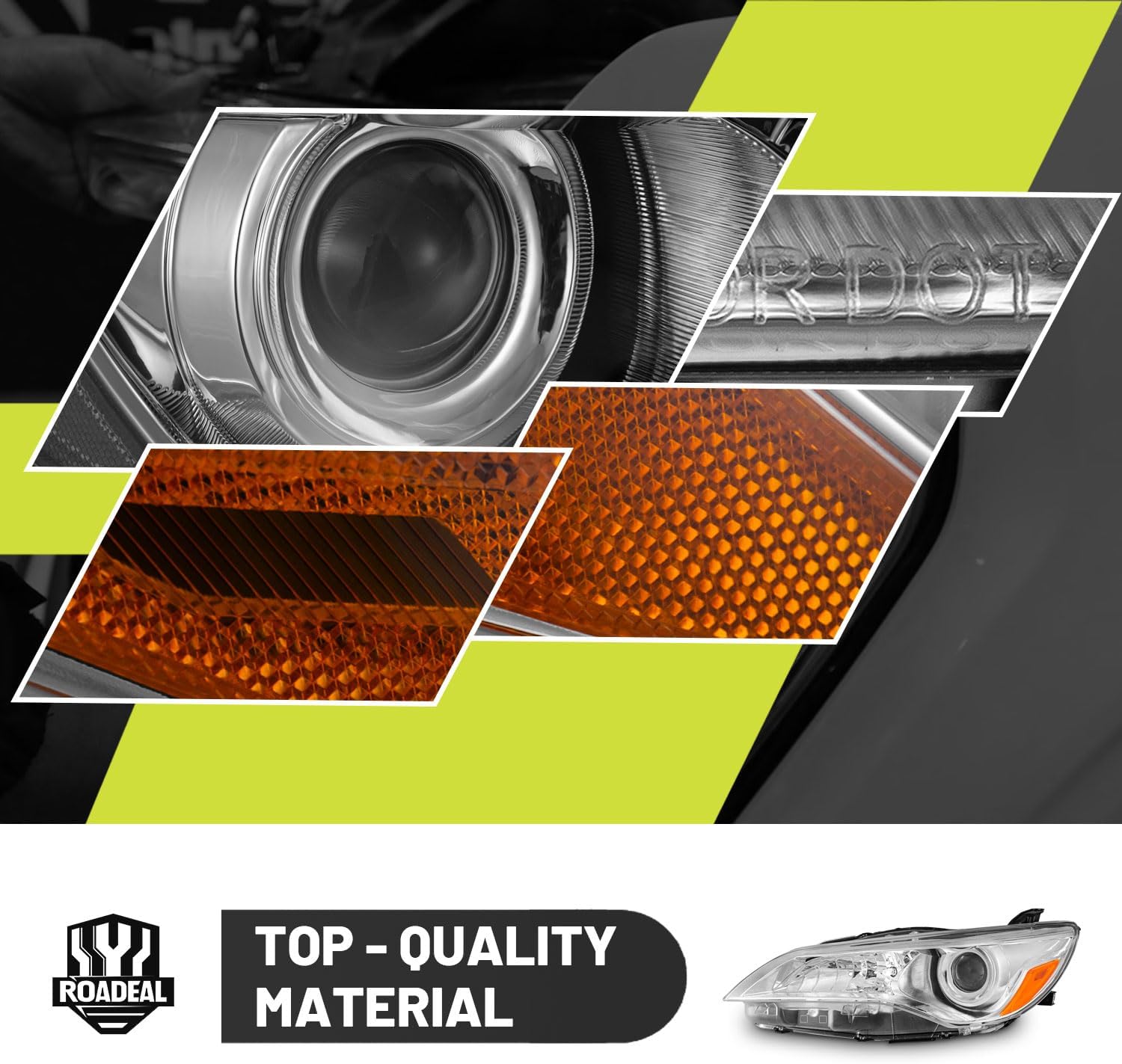 Headlights W/Bulbs for 2015-2017 Toyota Camry Only 4-Door Sedan Halogen Headlamp Replacement Driver & Passenger Side