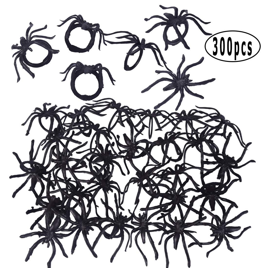 300 anillos de araña de Halloween para niños, recuerdos de fiesta, anillos de araña de plástico de 1.96 pulgadas, a granel para niños, accesorios de disfraces para niños, proveedor de 2