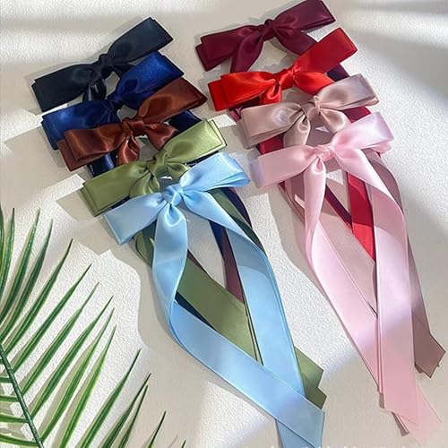 Miniatura 4 de COOSLIM Lazos para el cabello para mujer, cinta de satén rosa beige, lazos de metal para el cabello, pinzas para el cabello, pasadores para el