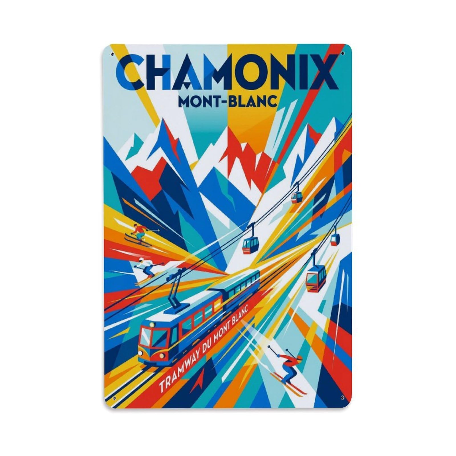 Olhnbad Style French Alps Chamonix France Futurist Alpine Travel Metal Tin Sign