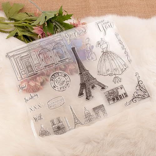 Miniatura 3 de Sello postal de lápiz labial para vestido de la Torre Eiffel, sellos transparentes para hacer tarjetas, decoración de álbumes de recortes, sello