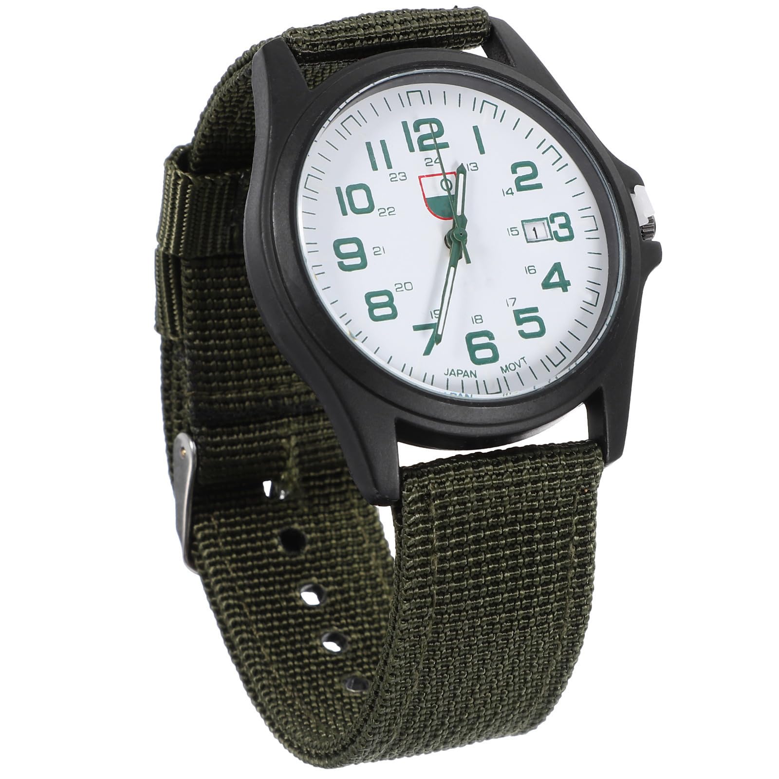 Reloj y Calendario Diseño Creativo Estilo Deportivo de Pulsera de Cuarzo Correa de Nailon Verde y Superficie Lisa para Hombre Adecuado para Uso Diario