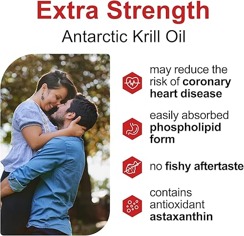 Miniatura 3 de Aceite de krill antártico  Aceite de krill omega 3 capturado en la naturaleza, 500 mg con EPA, DHA, astaxantina y fosfolípidos  Cerebro, corazón,