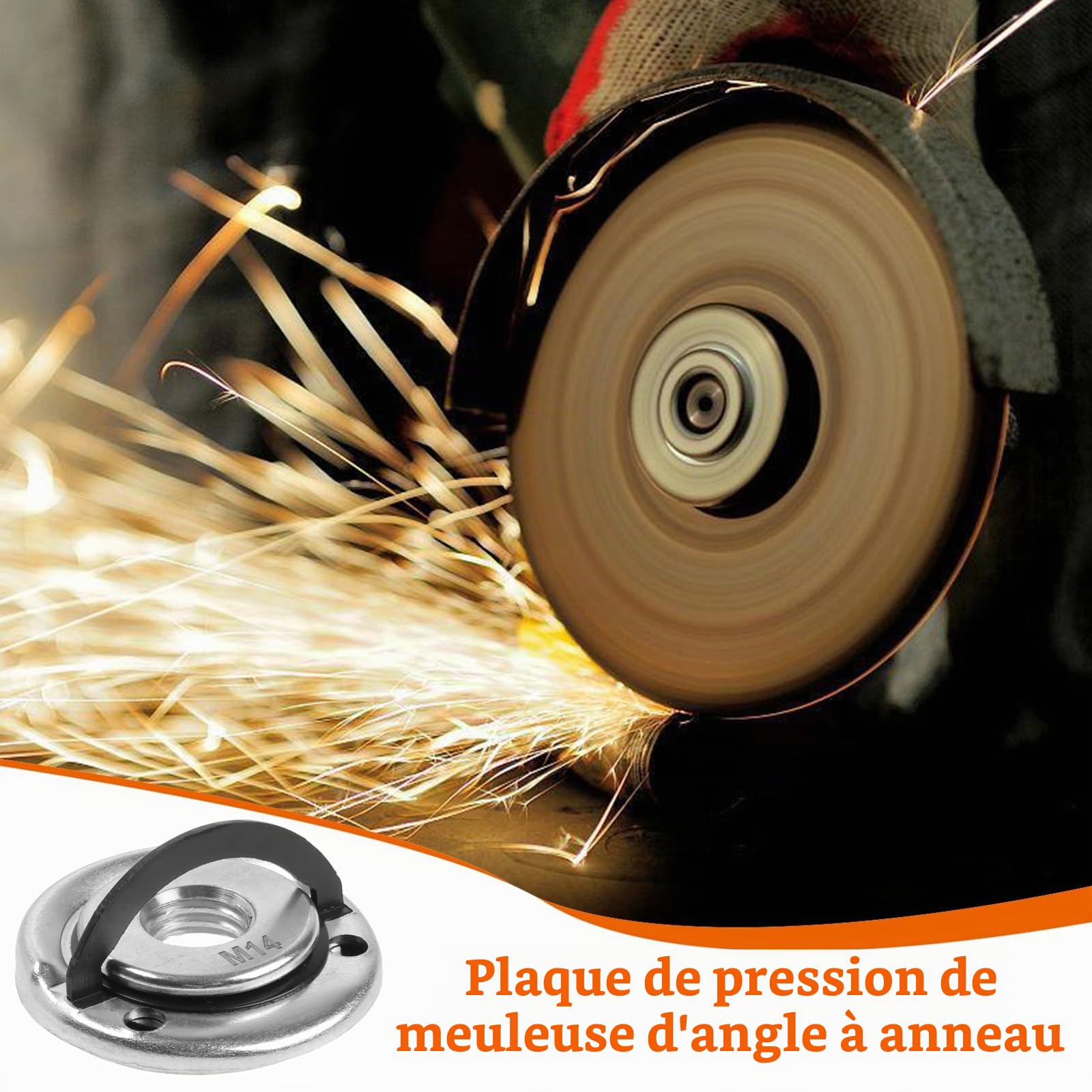 Lot de 6 accessoires pour meuleuse d'angle 125 mm, écrou de serrage rapide M14 avec clé Flex