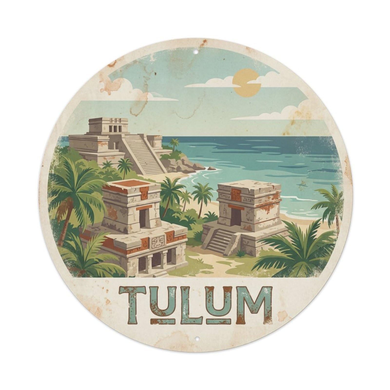 Mexico Travel Vintage Tulum Metal Tin Sign