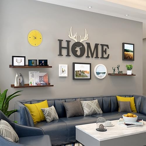 Miniatura 6 de AZSKY Estantes flotantes de 24 pulgadas, estante de pared de madera rústica, estantes flotantes de nogal oscuro profundo, un juego de 3 estantes