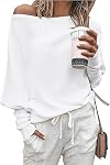 BTFBM Womens Sweaters Off The Shoulder Long Batwing Sleeve Loose Knit Pullover Sweater Tops Trendy Spring Outfits 2026