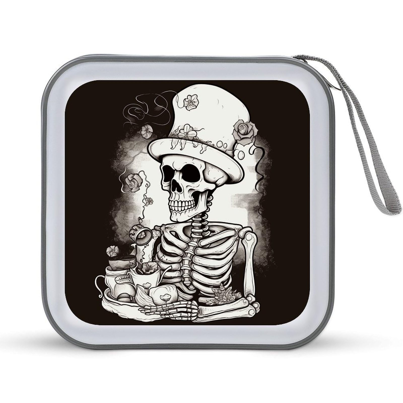 VstaDank Skeleton Chef DVD Case 40 Capacity Protective Storage Organizer Binder Booklet Album Portable Disc Wallet Car CD Disk Holder Hard Plastic CD Cases CD DVD Case Holder