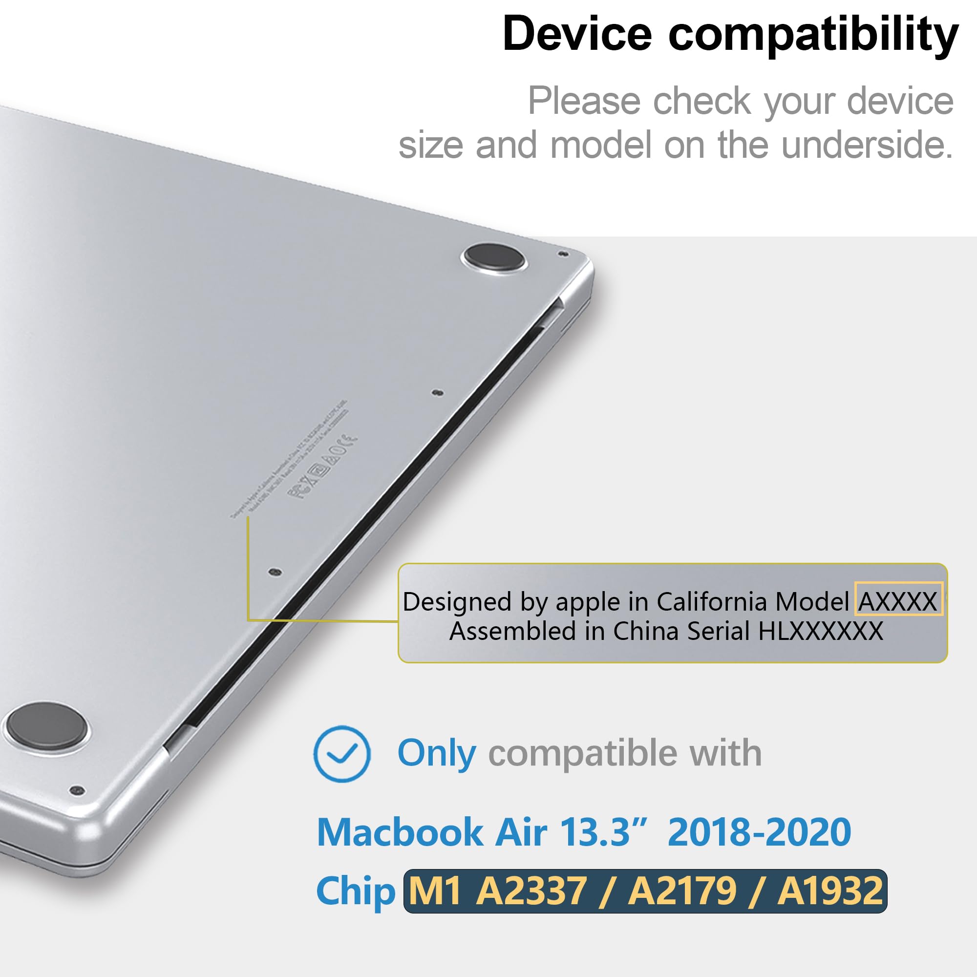 NPUOLS Custodia Protettiva per MacBook Air 13 Pollici M1 2020-2018 A2337 A2179 A1932,[Come il Colore Originale],Ultra Sottile Antigraffio,Cover Rigide e EU Tastiera Cover,Grigio Opaco