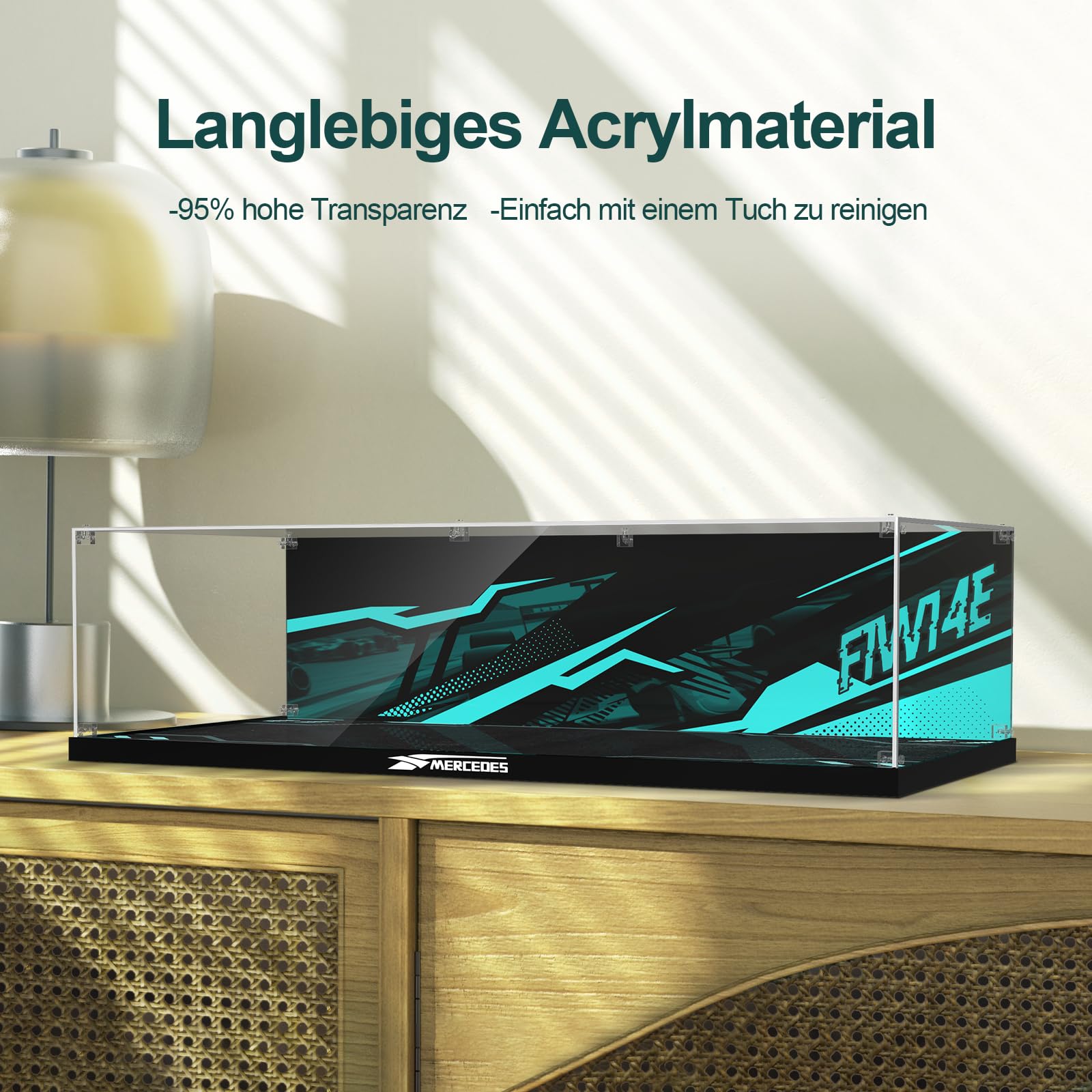 Acryl-Display-Vitrine für Lego 42171 Technic Mercedes-AMG F1 W14, verdickte Acryl-Display-Box mit klarem Hintergrund, staubdichte Display-Vitrine Kompatibel mit Lego 42171 (nur Box, Keine Modelle)