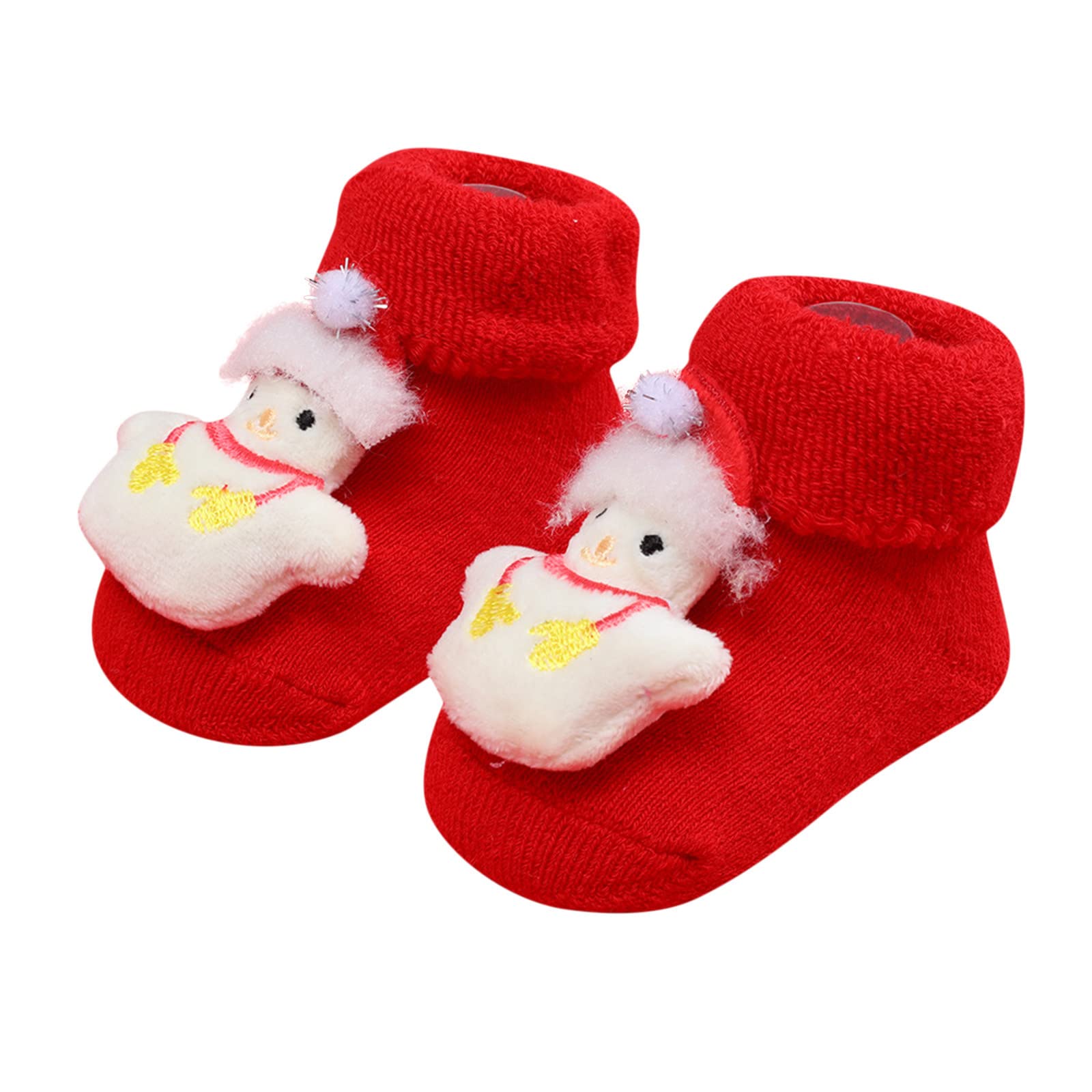 RNTOP Christmas Socks Toddler Baby Girl Boy Warm Socks Cute Santa Socks Soft Sole Non-Slip Xmas Floor Socks (D, One Size)