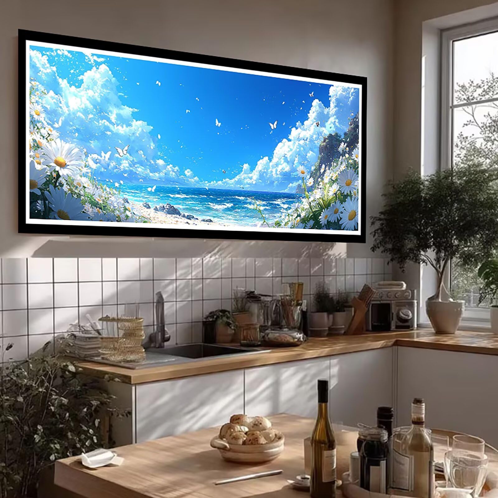 5D DIY Nad morzem Diamentowe malowanie Duży rozmiar 100 x 300 cm, diamentowe malowanie dla dorosłych Krajobraz, Diament Malarstwo Haft Ścieg krzyżykowy Rhinestone Zestaw Kreatywna dekoracja diamentowa