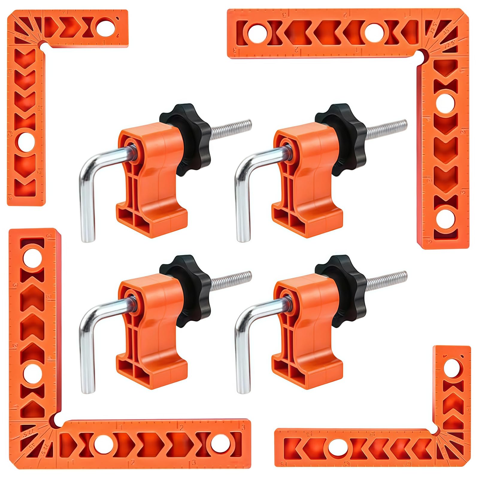 Ygcqfh Orange 90 Degree Clamp, Positioning Squares, (3‘ X 4’) X 4 Right Angle Clamp With 4 Clamps,For Precision Woodworking & Diy Projects, Ensures Perfect 90-Degree Angles