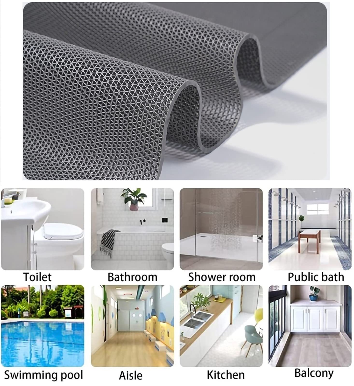Tappeto Antiscivolo drenante in PVC, Tappeto Commerciale per Ambienti umidi, Adatto per ristoranti, cucine, Bar e Piscine, Sia Interni Che Esterni, Spessore 5 mm, Larghezza 90 cm/120 cm (col