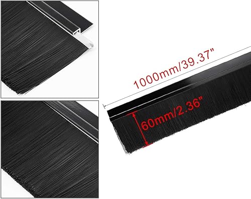 Miniatura 2 de uxcell Soporte de aleación de aluminio en forma de H con cepillo de nailon negro de 2.36 pulgadas, 39.370 in x 3.150 in (aproximadamente 39.37 x