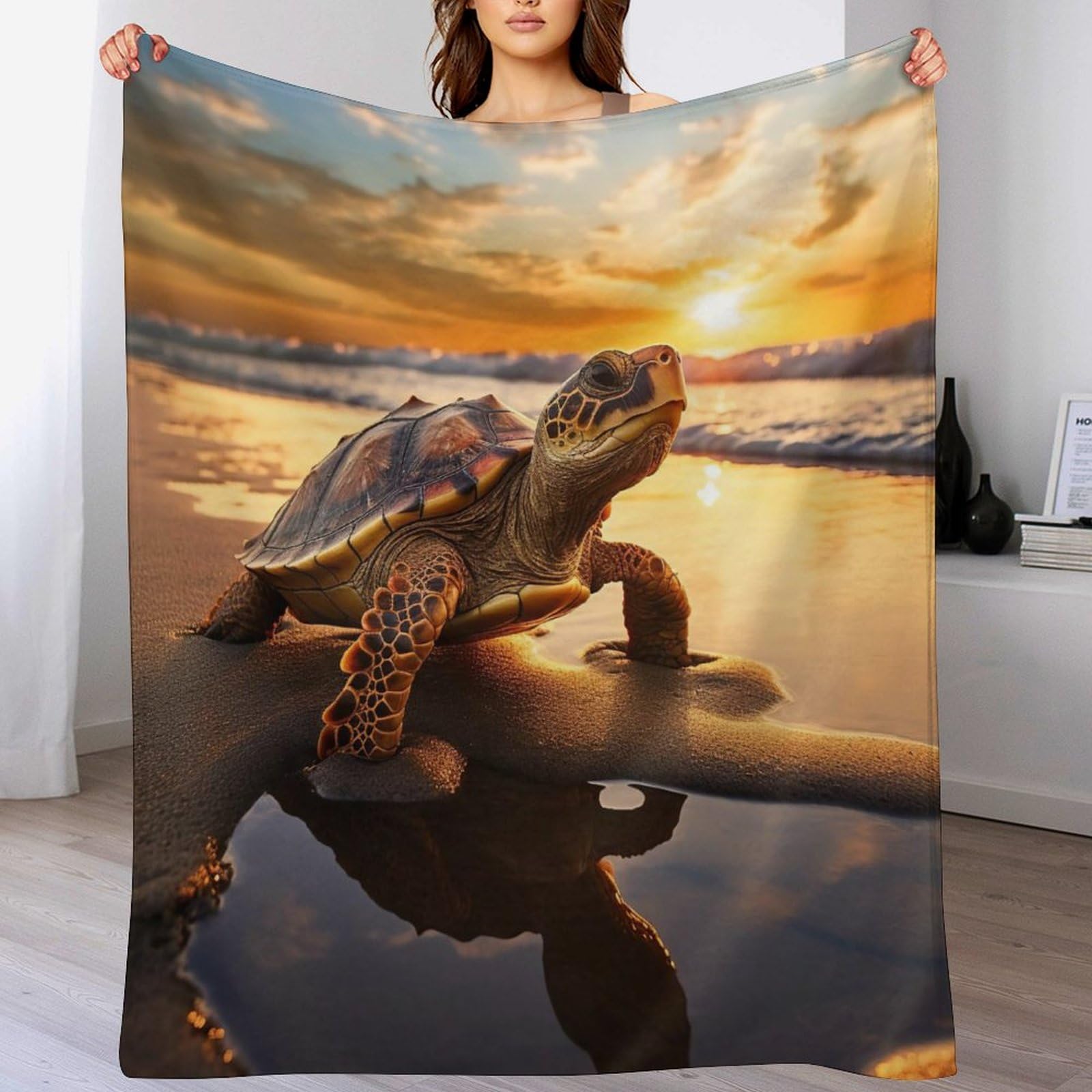 Couverture 3D tortue en flanelle de qualité supérieure et toucher ultra doux, 140x180cm