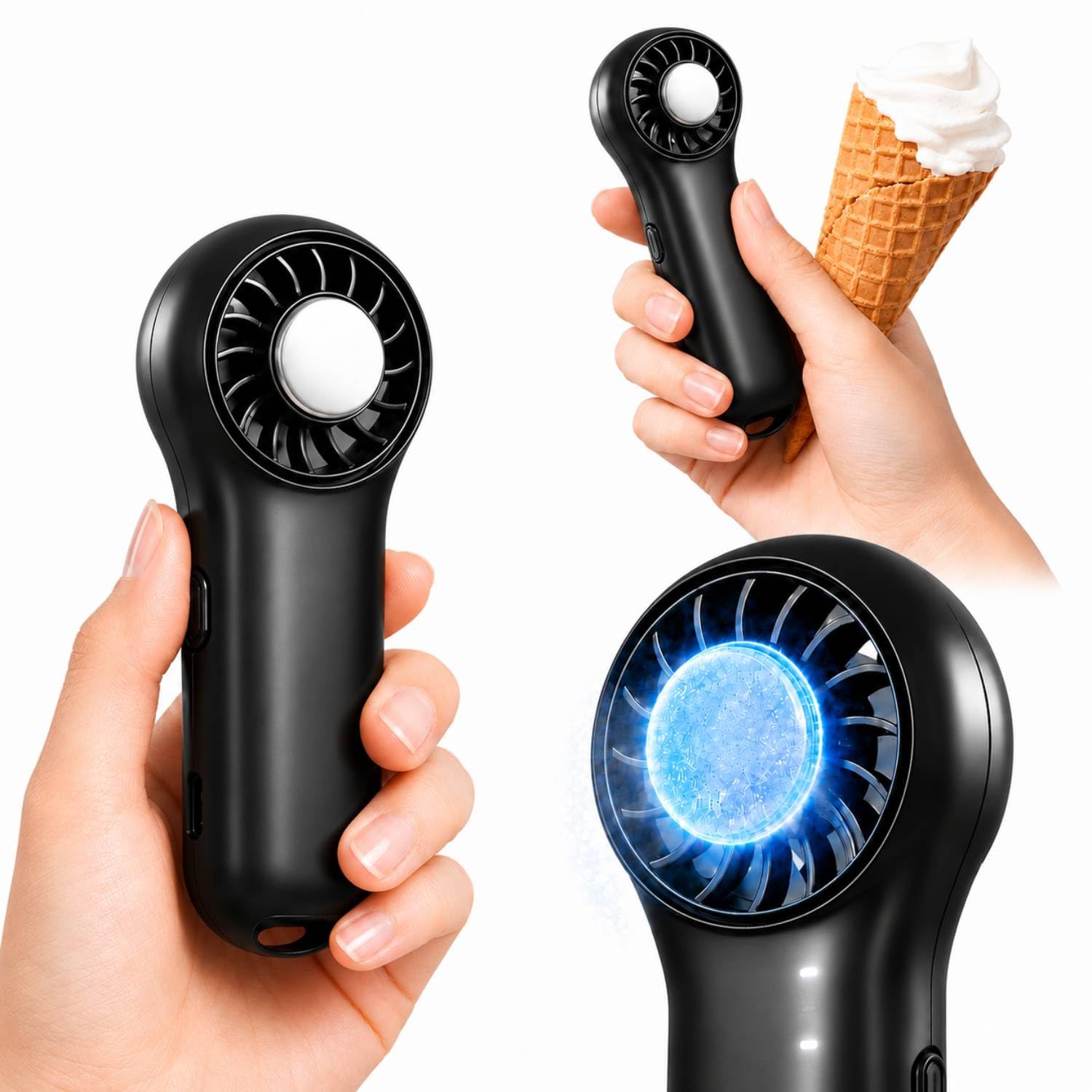 Ventilatore a mano con funzione di raffreddamento, mini ventilatore portatile 20000 RPM ad alta velocità, batteria con autonomia di 20,5 ore, 4 velocità, ventilatore USB ricaricabile, piccolo