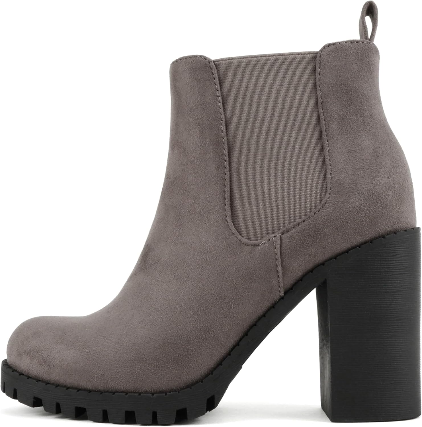 Soda Glove - Ankle Boot w/Lug Sole Elastic Gore and Chunky Heel