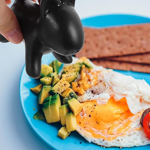 Miniatura 7 de Operitacx Tarro multiusos para uso de sal y pimienta, forma de perro, condimento, almacenamiento de cerámica, salero, pimienta, caniche