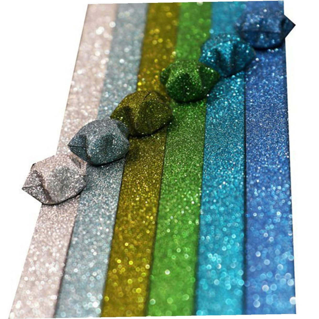 jojofuny 60 Confezioni Carta per Origami Stelle Glitterate Coloratper Fai da Te Creativo Carta Resistente per Progetti Artigianali Scuola