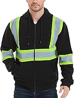Vista 8 de ProtectX Class 3 High Visibility Safety Sweatshirt for Men, Reflective Hoodie with Large Pocket for Construction & Work