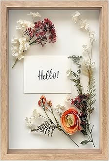 FrameWorks 12" x 18" Natural Oak Wooden Shadow Box Frame – Soft Felt Back, Tempered Glass, and Included Elegant White Ball Push Pins