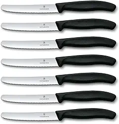 Victorinox Conjunto de Faca para Bife Swiss Classic de 6 Peças, Lâminas Serrilhadas de 4-1/2 Polegadas com Ponta Redonda, 4 Polegadas