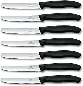 Victorinox Conjunto de Faca para Bife Swiss Classic de 6 Peças, Lâminas Serrilhadas de 4-1/2 Polegadas com Ponta Redonda, 4 Polegadas